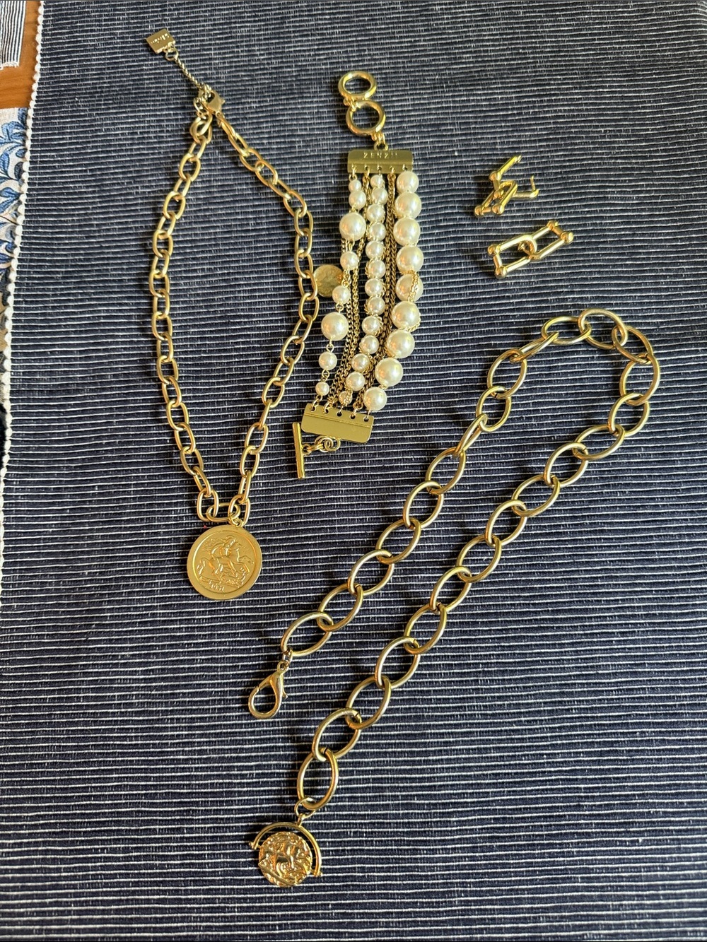 Gold-Plated Lot Zenzii coin pendants and bracelet and earrings